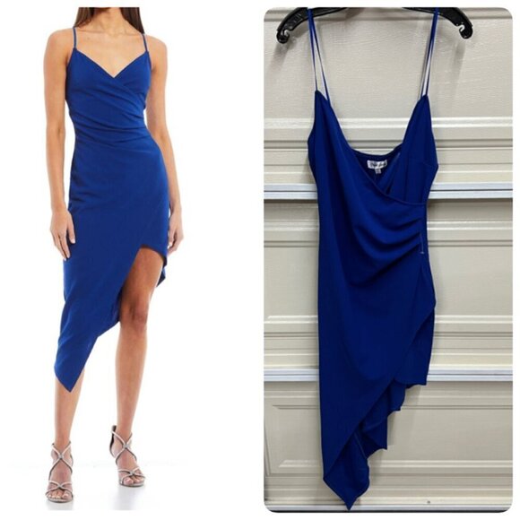 Emerald Sundae Womens Juniors V-Neck Sheath Asymmetrical Dress XXL Royal Blue - Picture 1 of 11